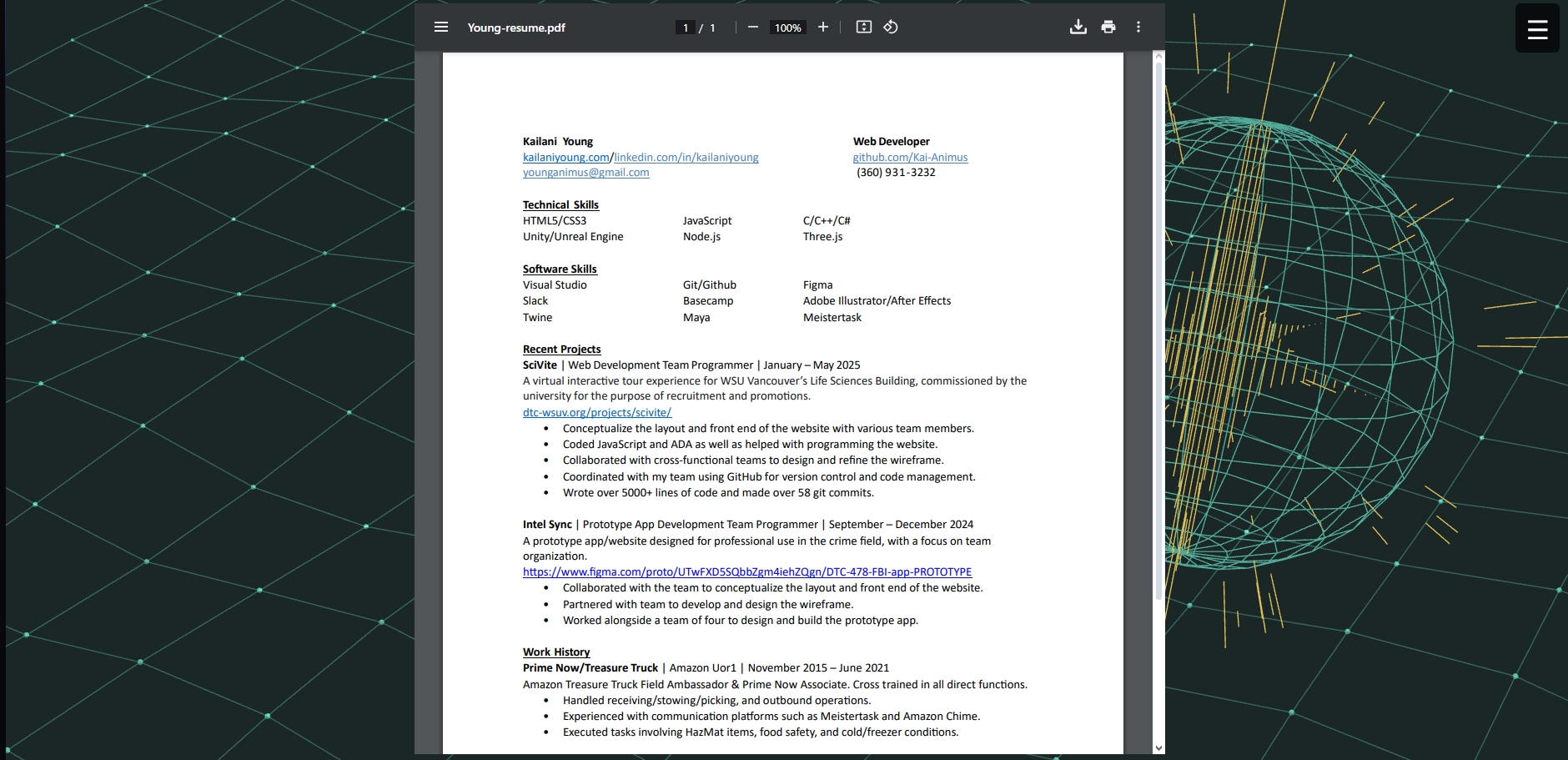 Resume Page Screenshot